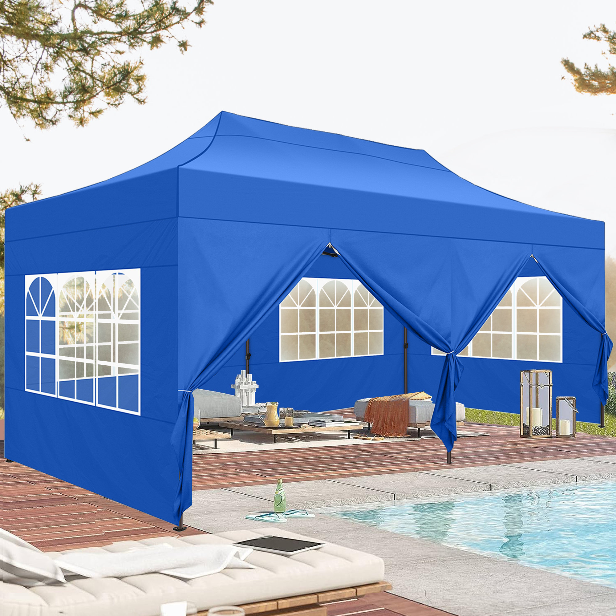 DreamDwell Home Upgraded Legs 10x20 Heavy Duty Pop Up Canopy Tent Waterproof Wedding Tent with 6 Removable Sidewalls